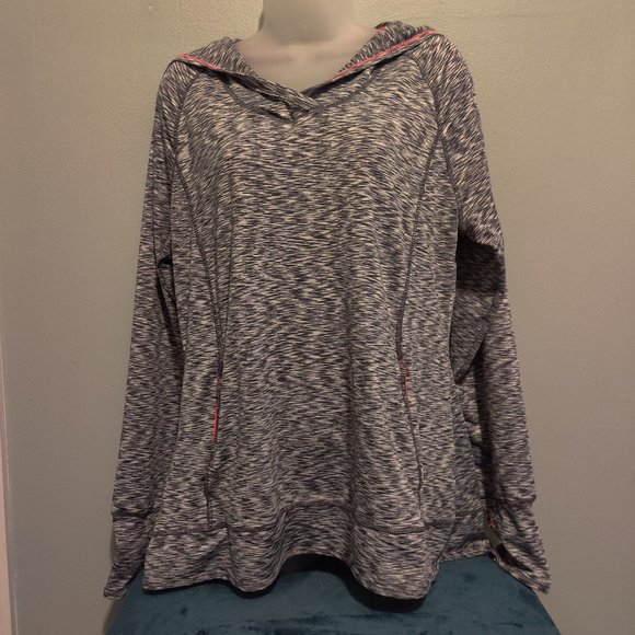 Black and White Athletic Long Sleeve Hooded Shirt - Picture 1 of 10